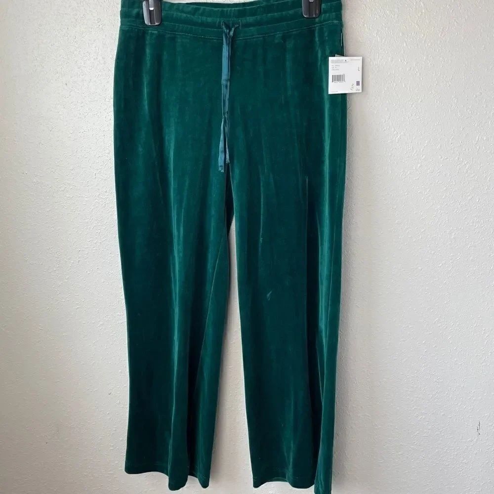 NWT Liz Claiborne Green Velour Pants Size L